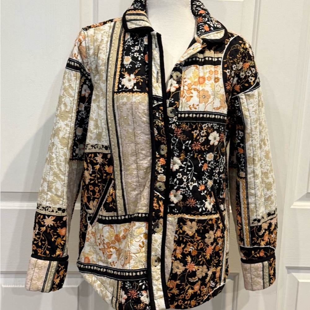 Anthropologie Jacket Patchwork Quilted Jacket Floral Boho Coat Size S - Picture 6 of 14